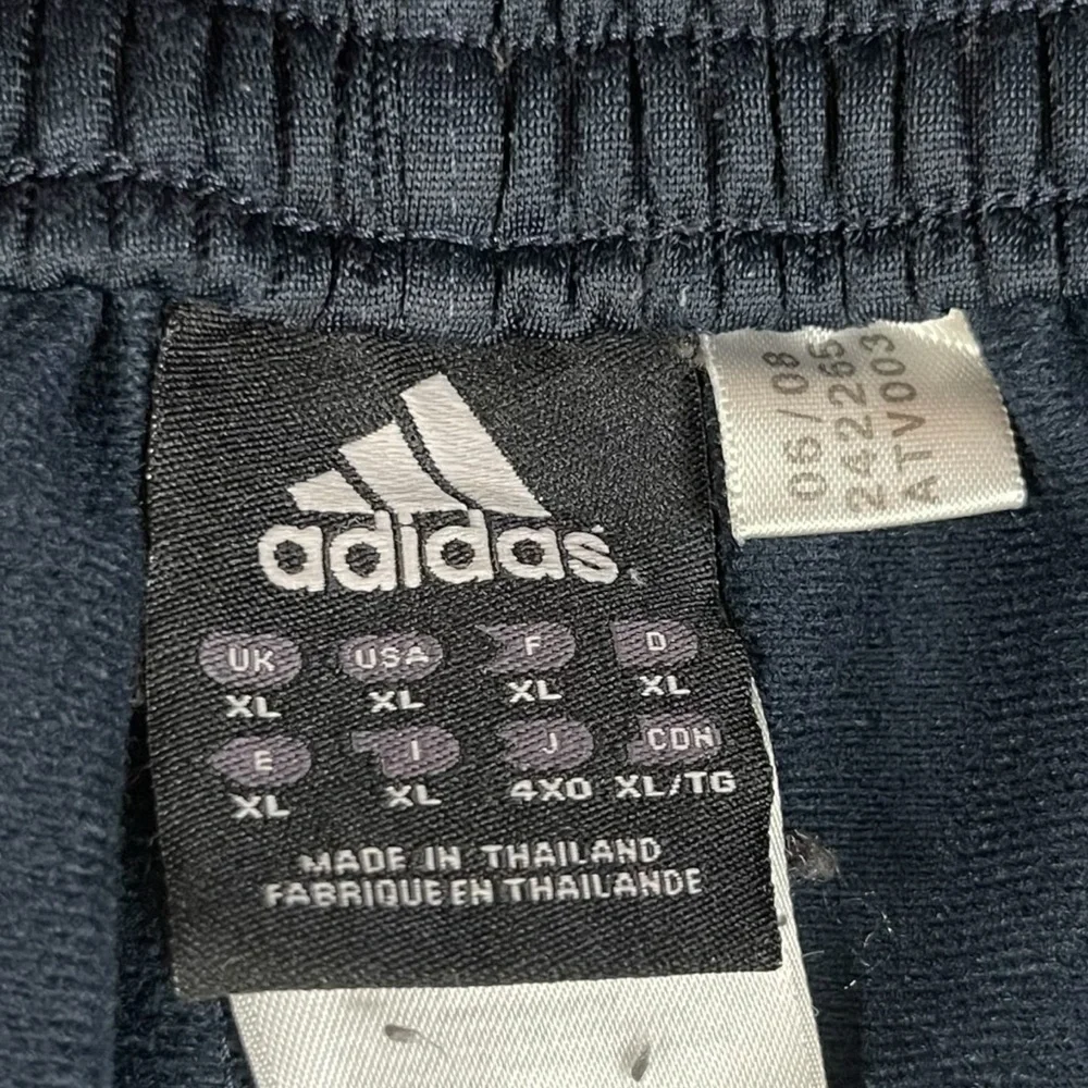 adidas Navy Blue Tear Away‎ Track Pants White 3 Stripe Y2K Streetwear XL